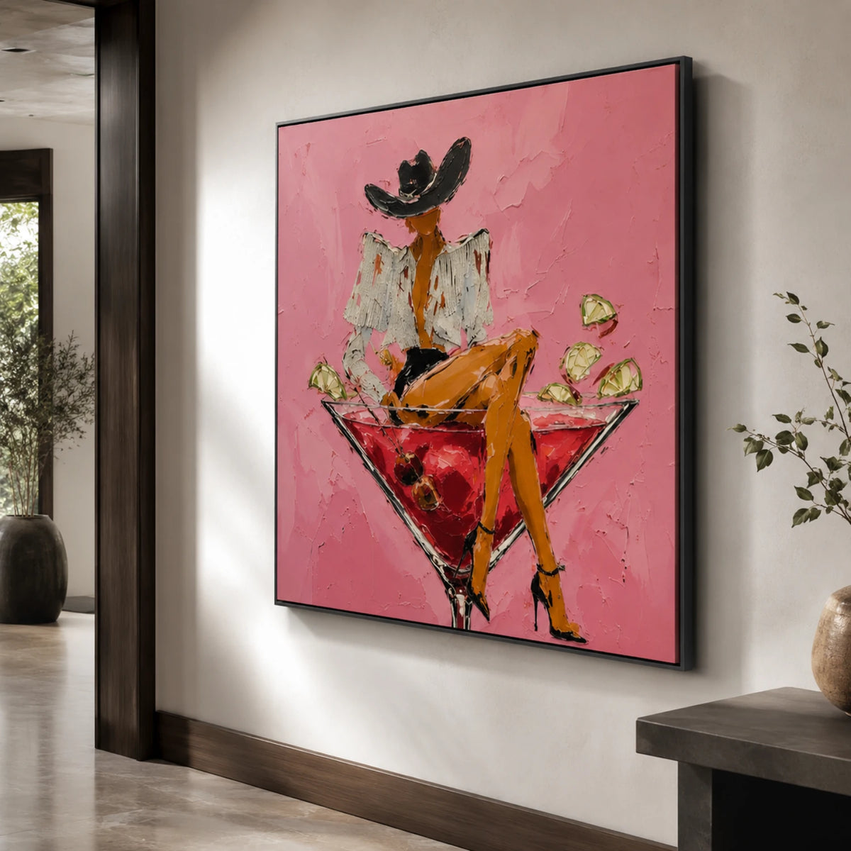 Western Pop Art｜Pink Cocktail Cowgirl