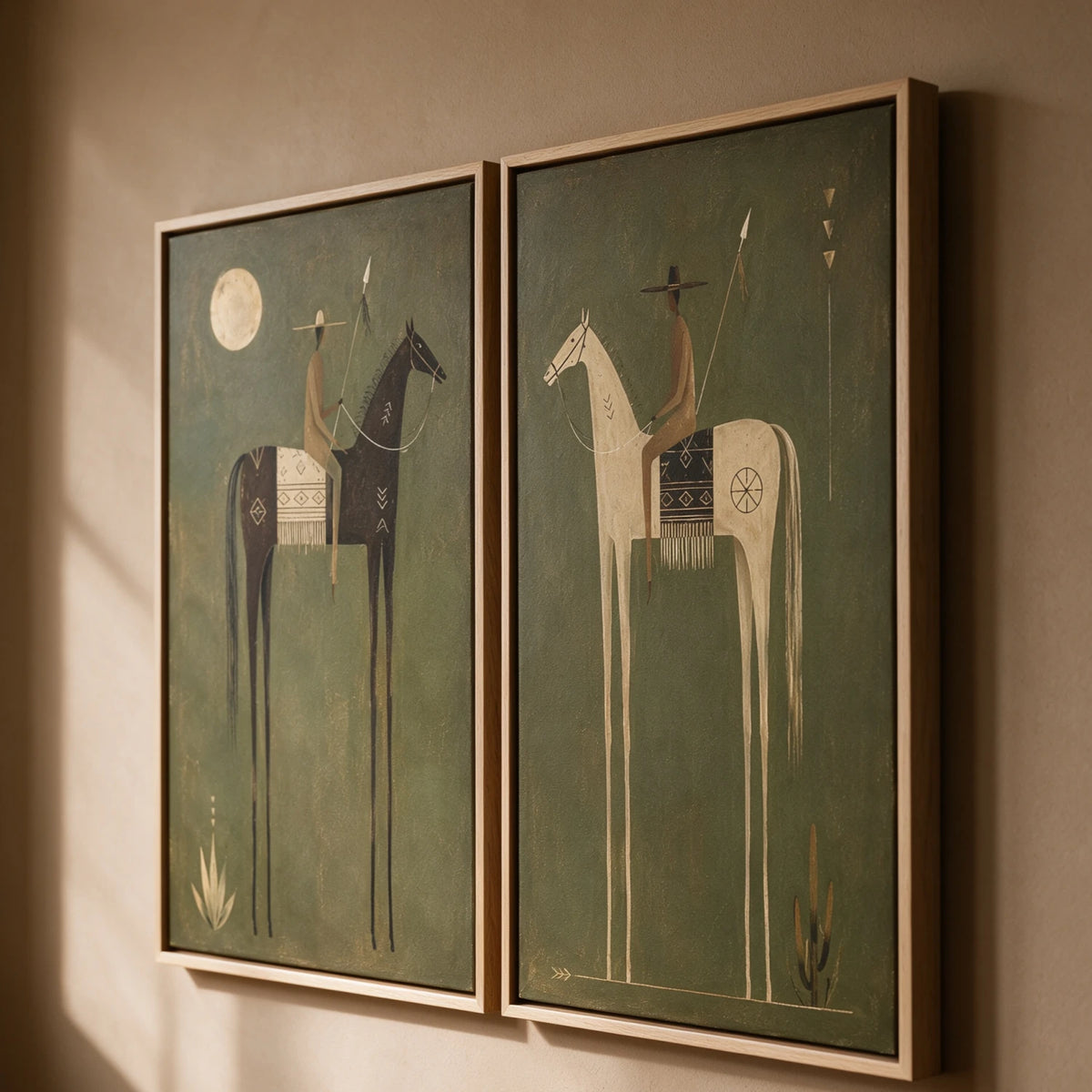 Vintage Americana Art｜Moonlit Desert Riders