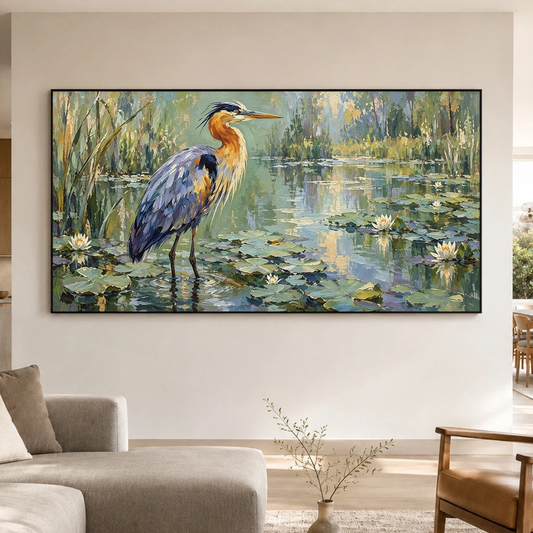 Expressive Contemporary Art｜Herons in Golden Stillness