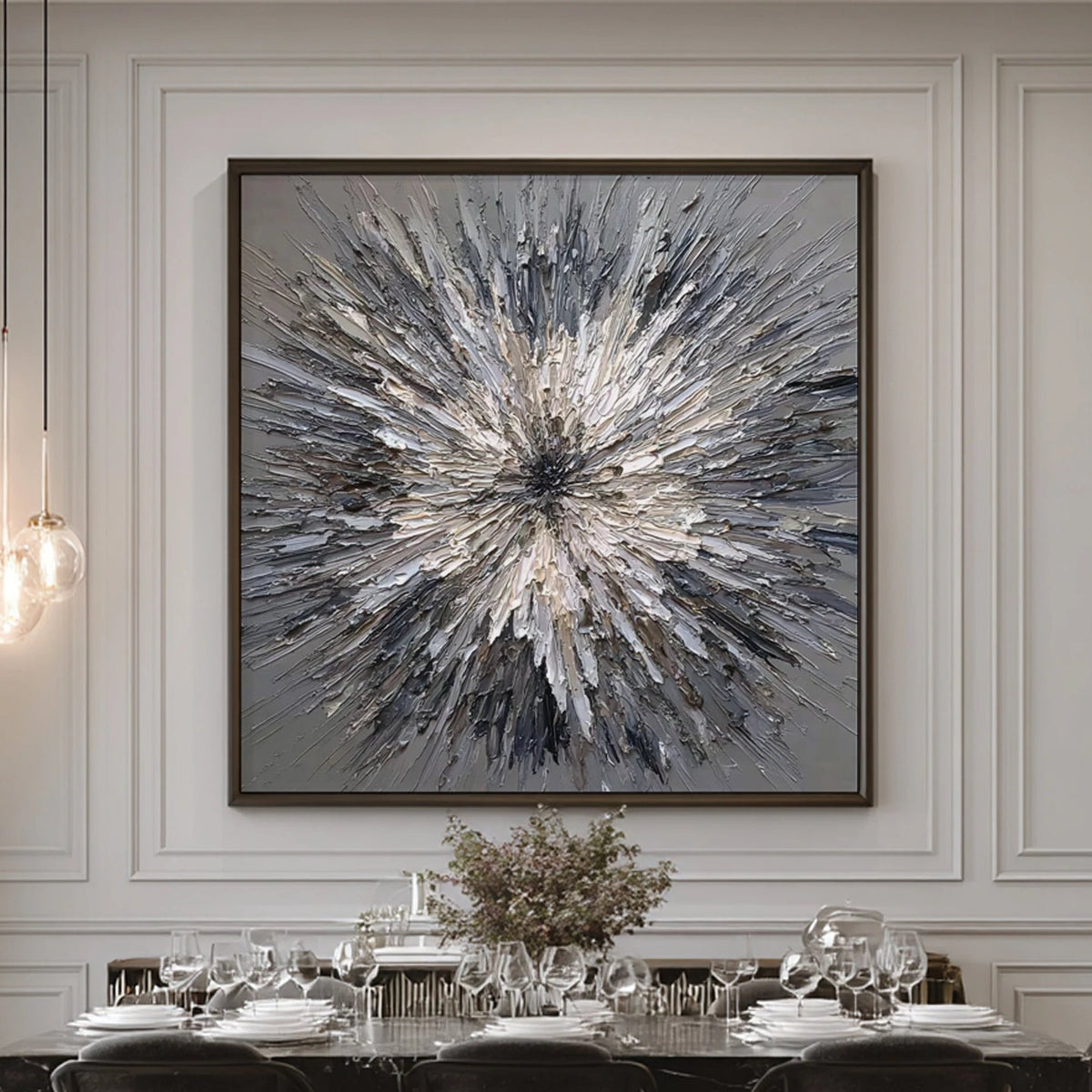 Textured & Impasto Art｜Monochrome Burst Abstract