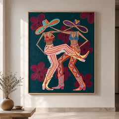Western Pop Art｜Teal Floral Dance