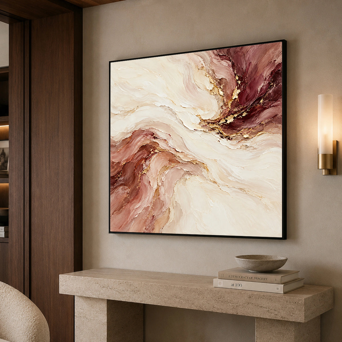 Textured & Impasto Art｜Golden Veins in Soft Harmony
