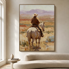 Western Landscapes Art｜Lone Rider Across the Endless Prairie
