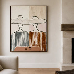 Vintage Americana Art｜A Quiet Conversation Beneath Wide Brims