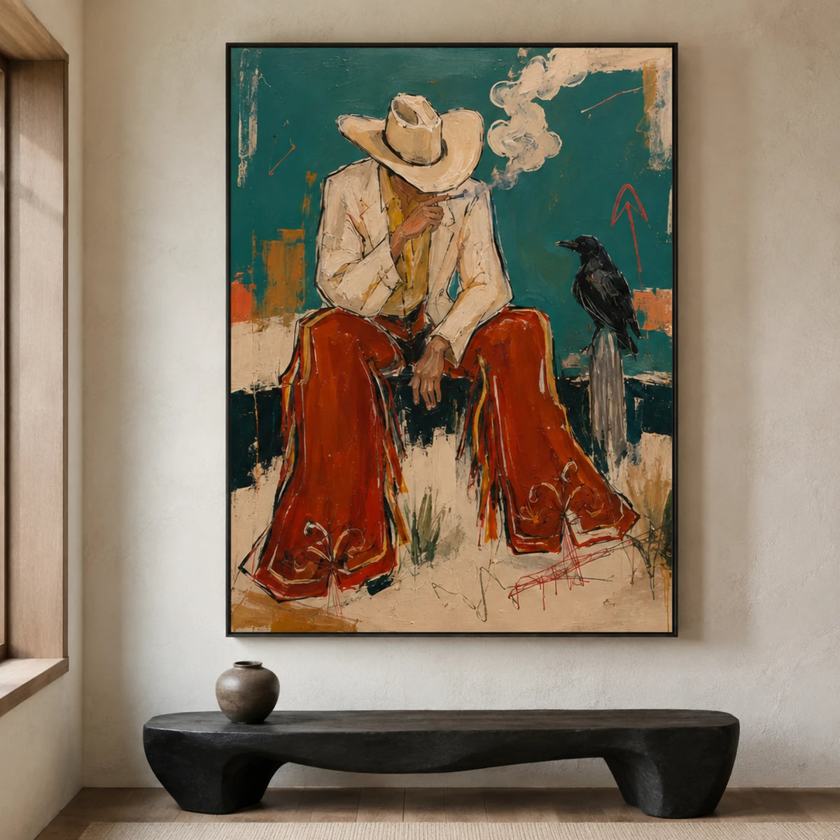 Western Pop Art｜Teal Smoke And Crow Hush