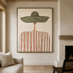 Vintage Americana Art｜Quiet Grace Beneath the Olive Hat