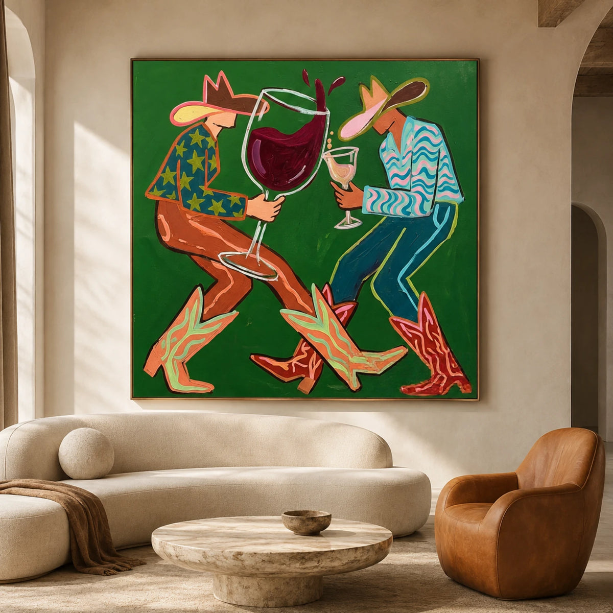 Western Pop Art｜Wine Glass Revelry