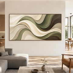 Textured & Impasto Art | Sage Horizon Waves