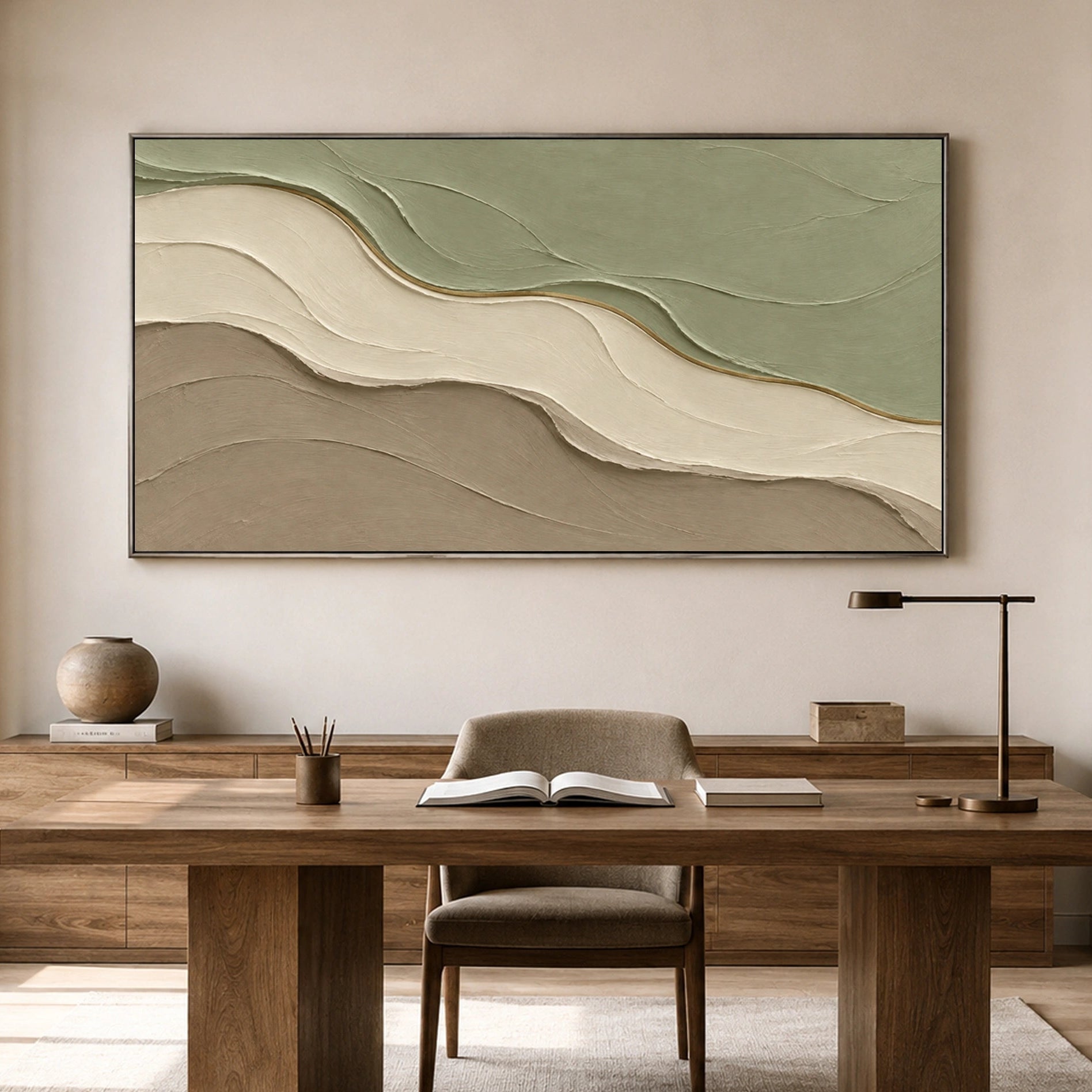 Textured & Impasto Art | Sage Horizon Layers – MavrenArt