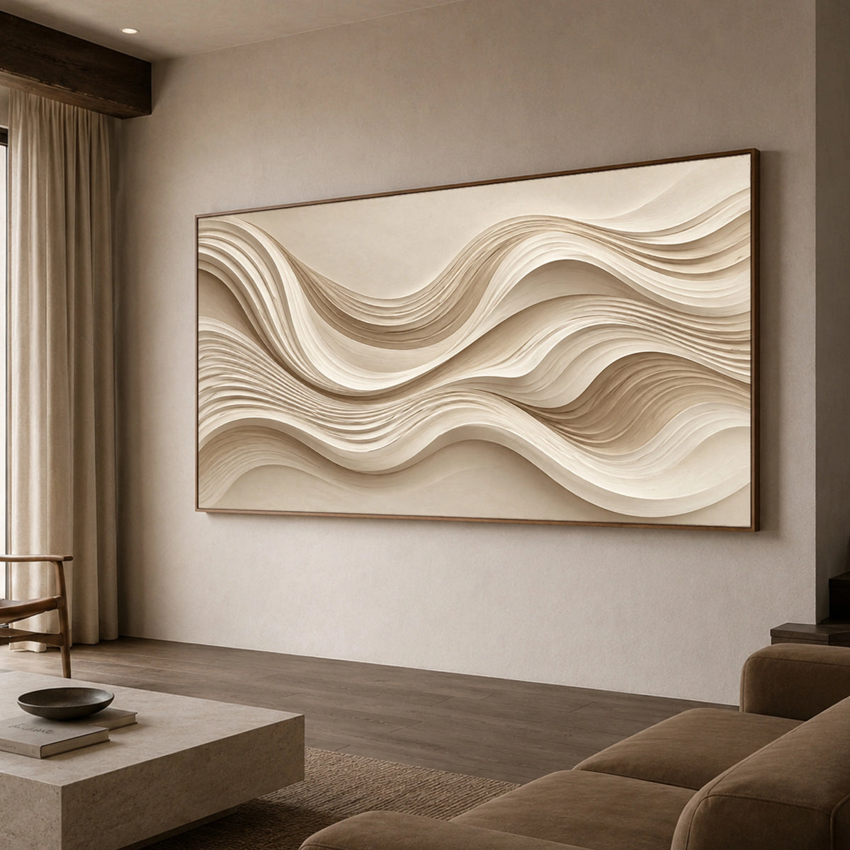 Textured & Impasto Art | Ivory Wave Layers