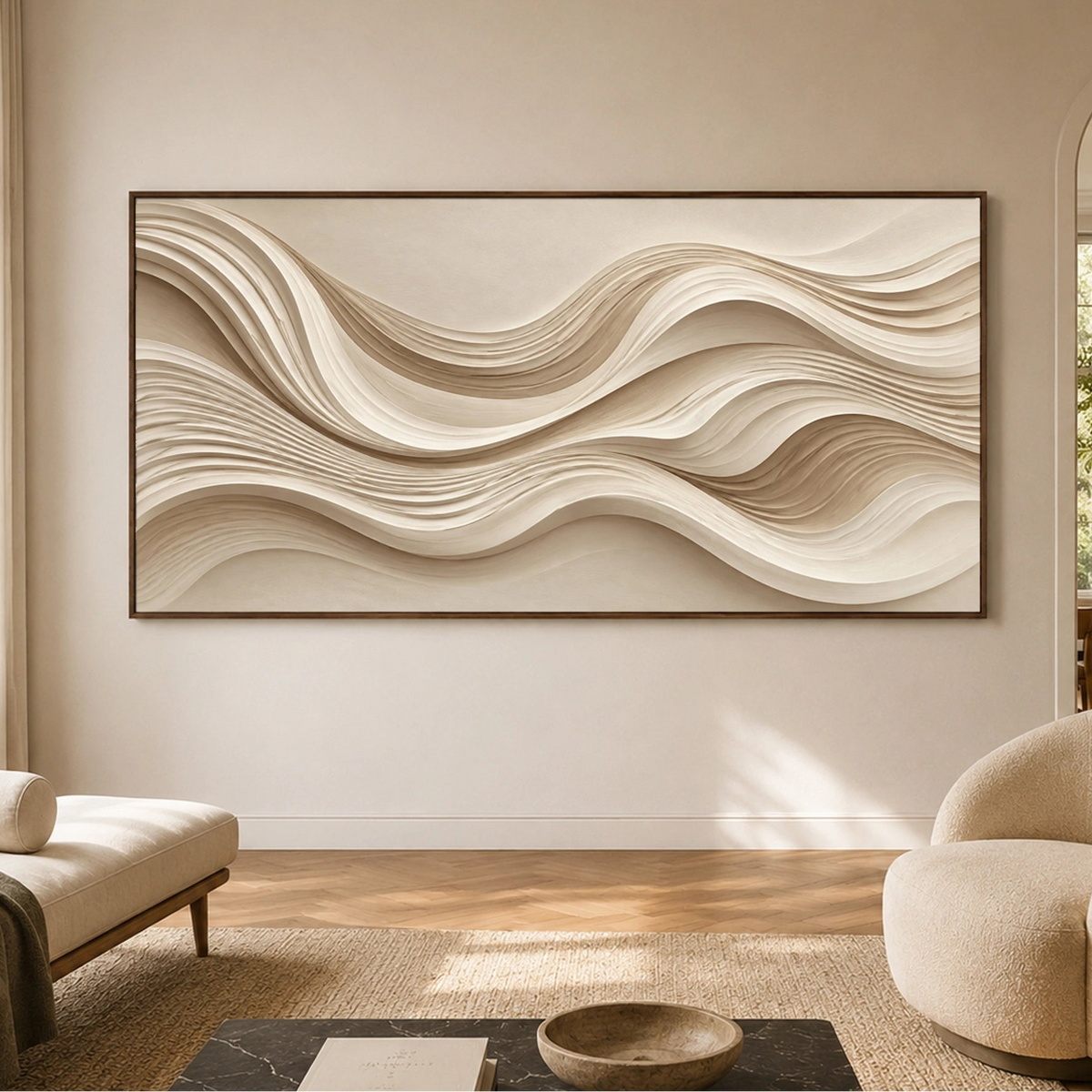 Textured & Impasto Art | Ivory Wave Layers