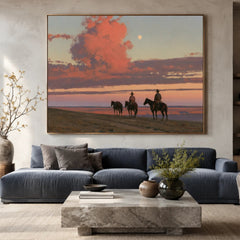 Western Landscapes Art｜Three Riders Beneath the Desert Moon
