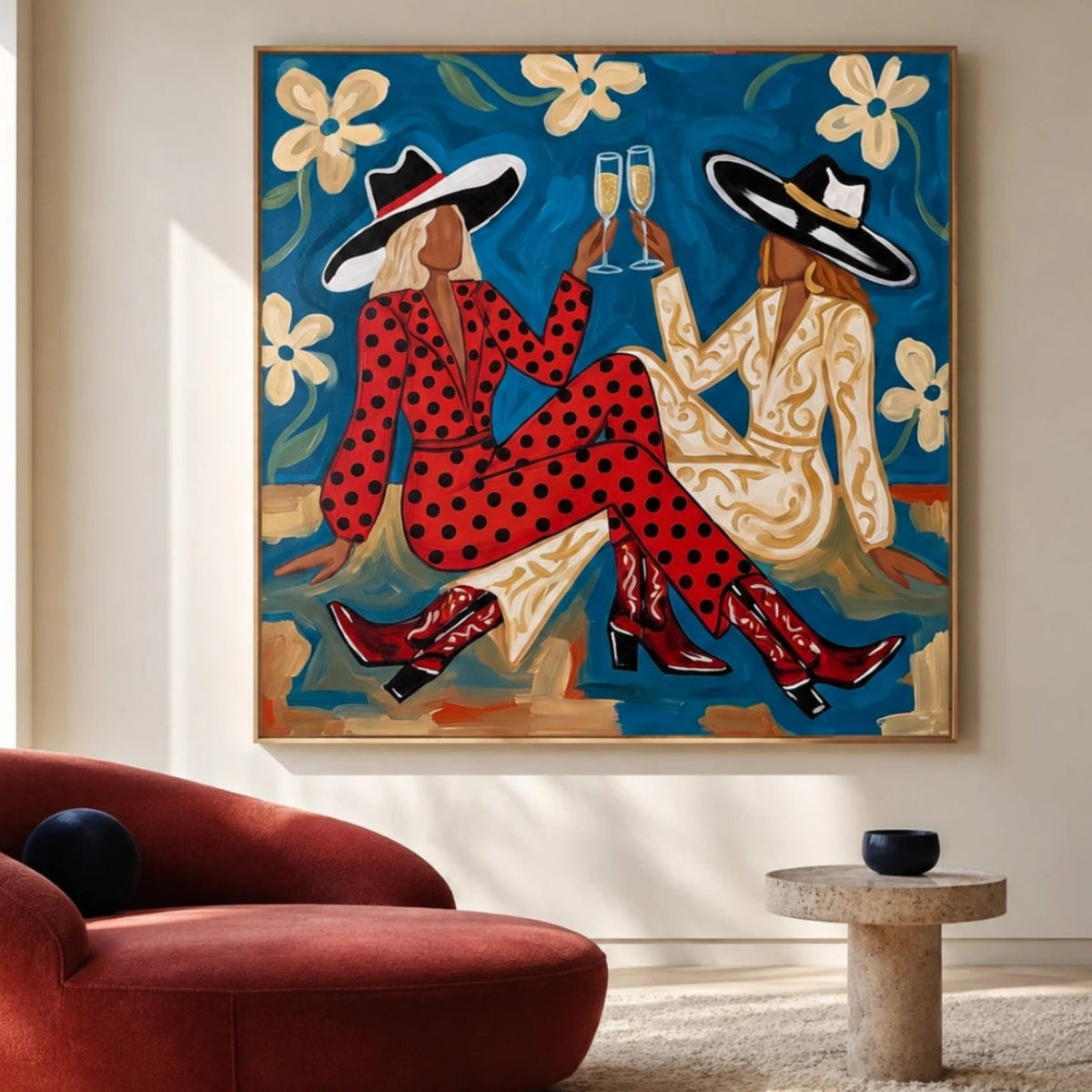 Western Pop Art｜Floral Champagne Toast