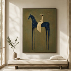 Vintage Americana Art｜Moonlit Star Rider