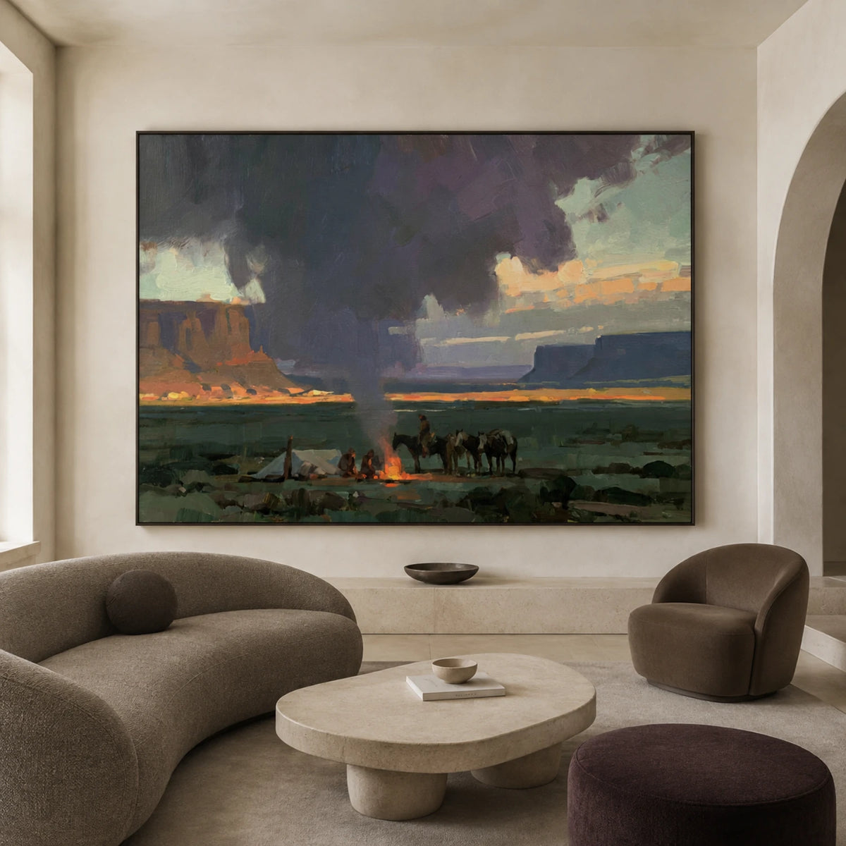 Western Landscape Art｜Campfire Under the Desert Storm