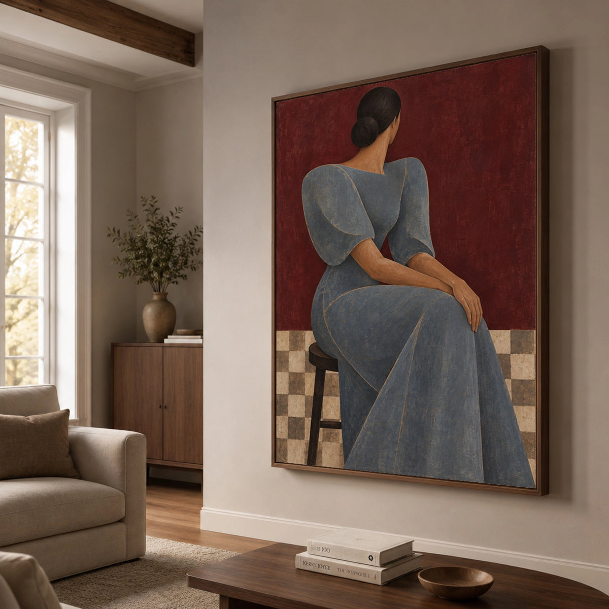 Modern Folk Art | Quiet Blue Muse Portrait