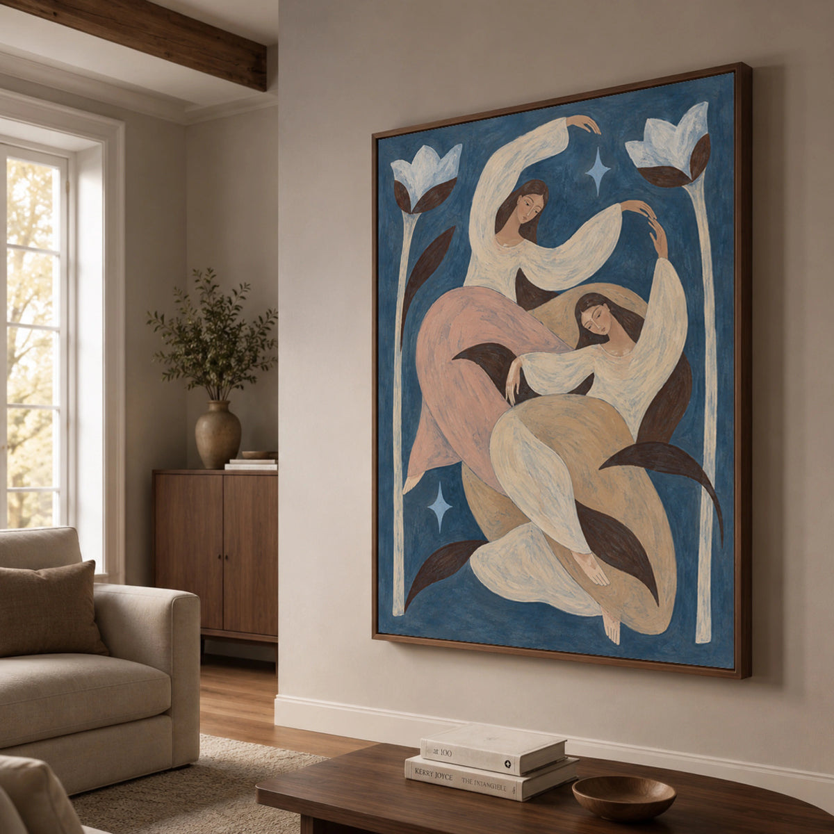 Modern Folk Art | Moonlit Garden Sisters