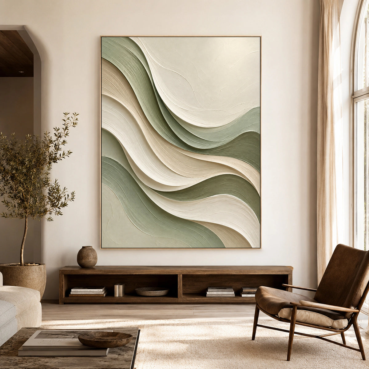 Textured & Impasto Art｜Sage Wave Harmony