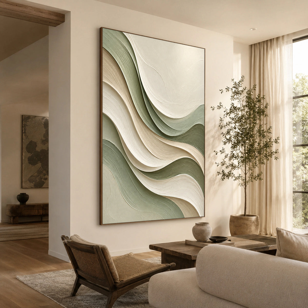 Textured & Impasto Art｜Sage Wave Harmony