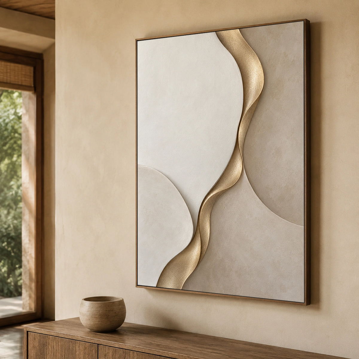 Textured & Impasto Art｜Golden Veil Balance