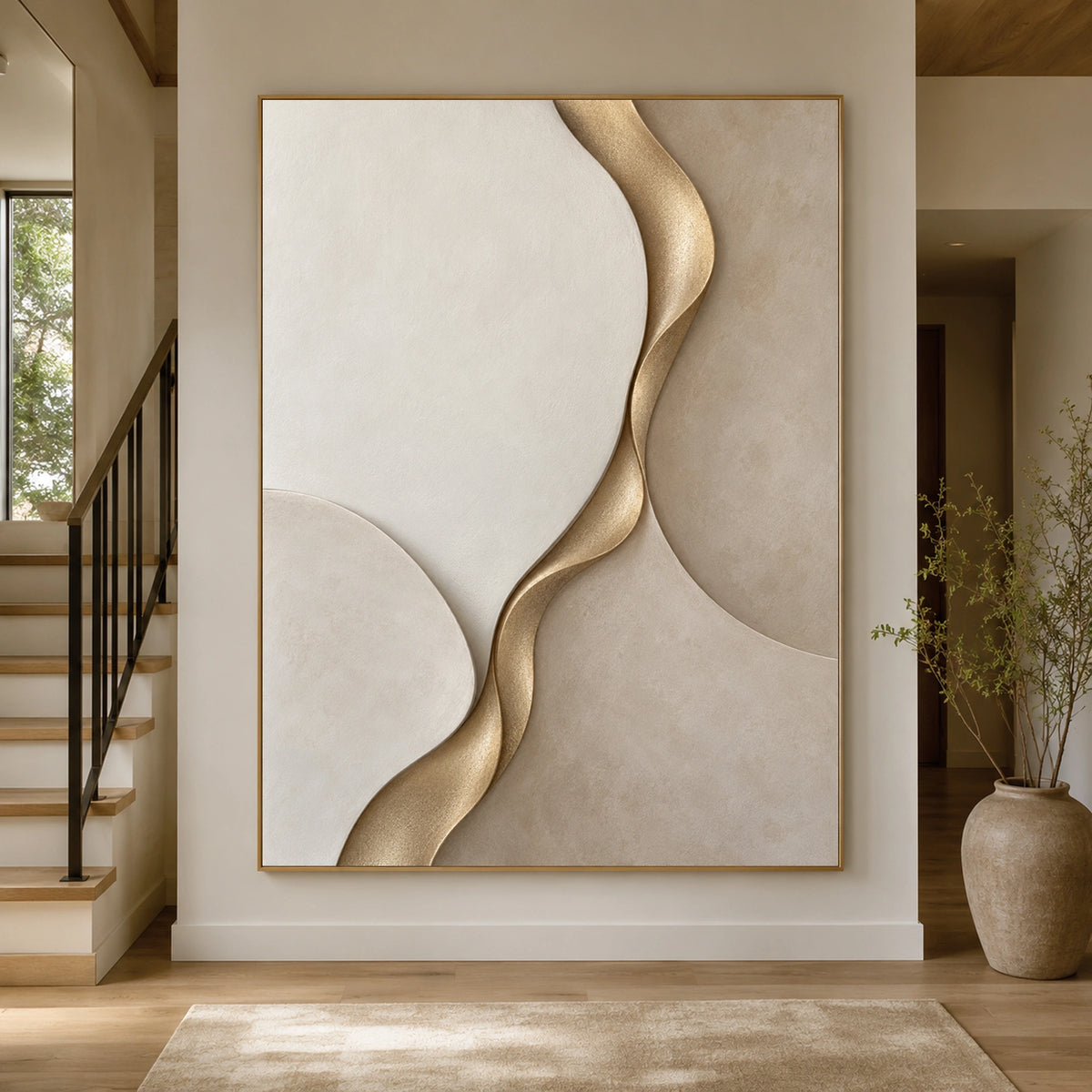 Textured & Impasto Art｜Golden Veil Balance