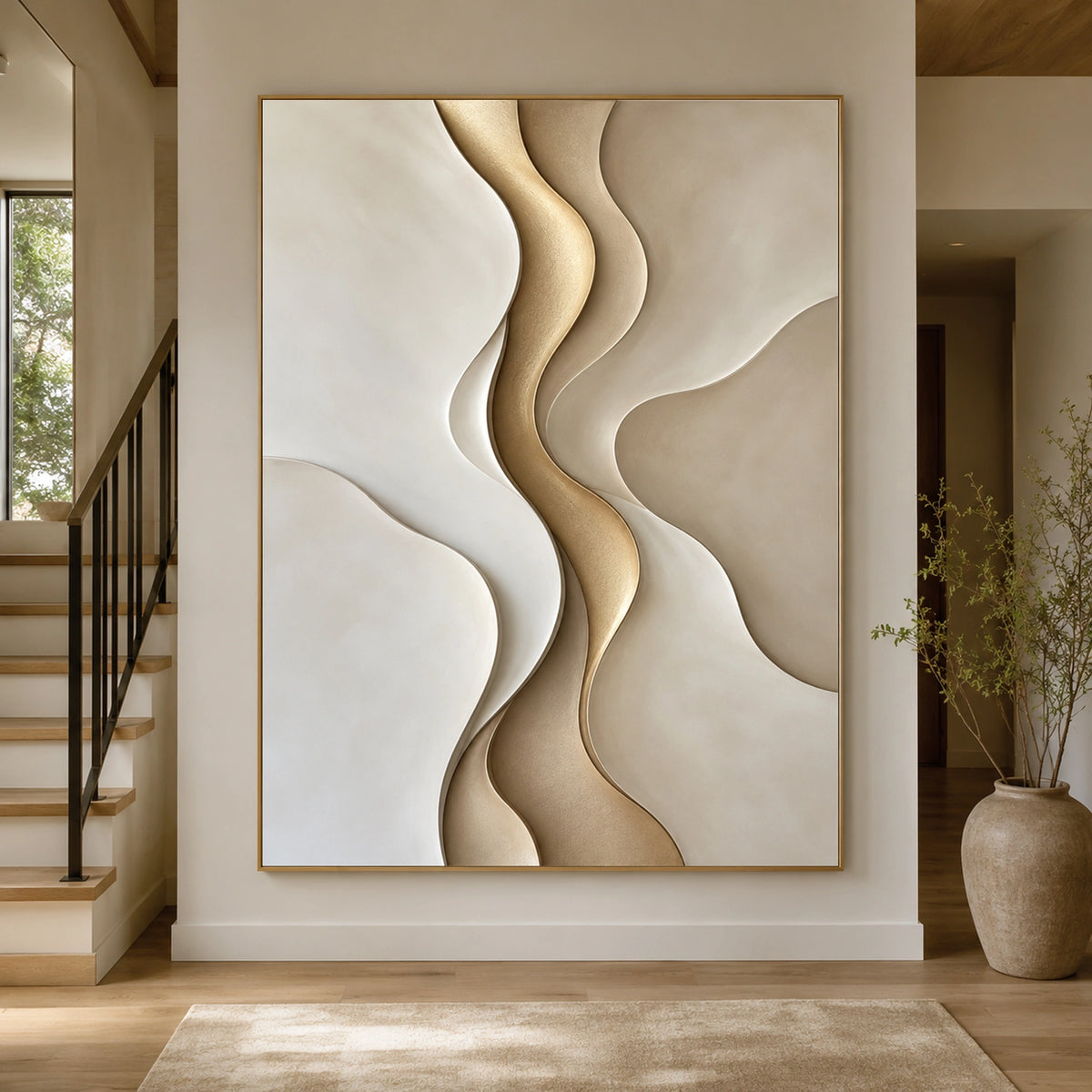Textured & Impasto Art｜Golden Flow Sculpture