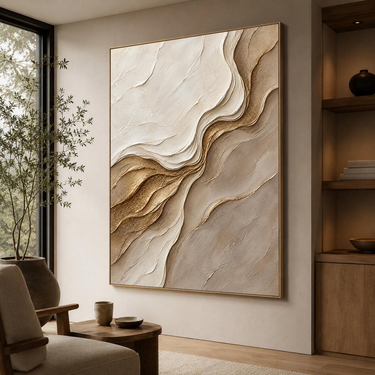 Textured & Impasto Art｜Golden Stone Waves
