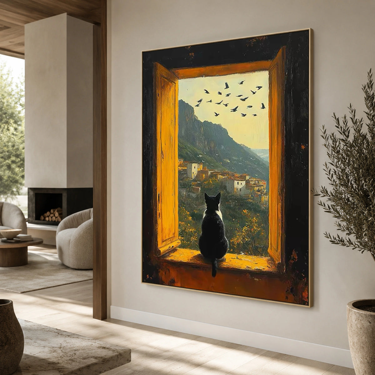 Expressive Contemporary Art｜Window View Cat Retreat