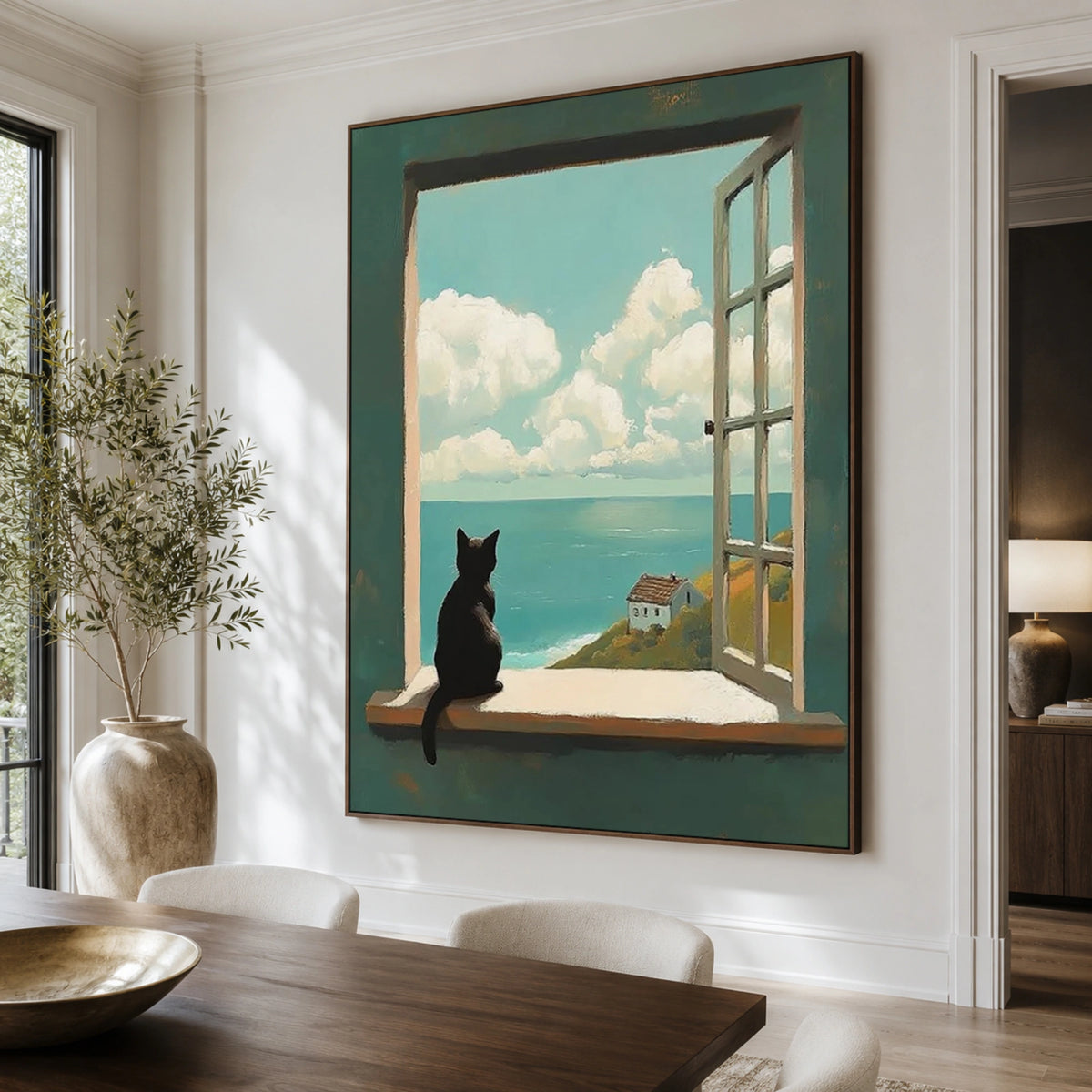 Expressive Contemporary Art｜Cat by the Open Sea
