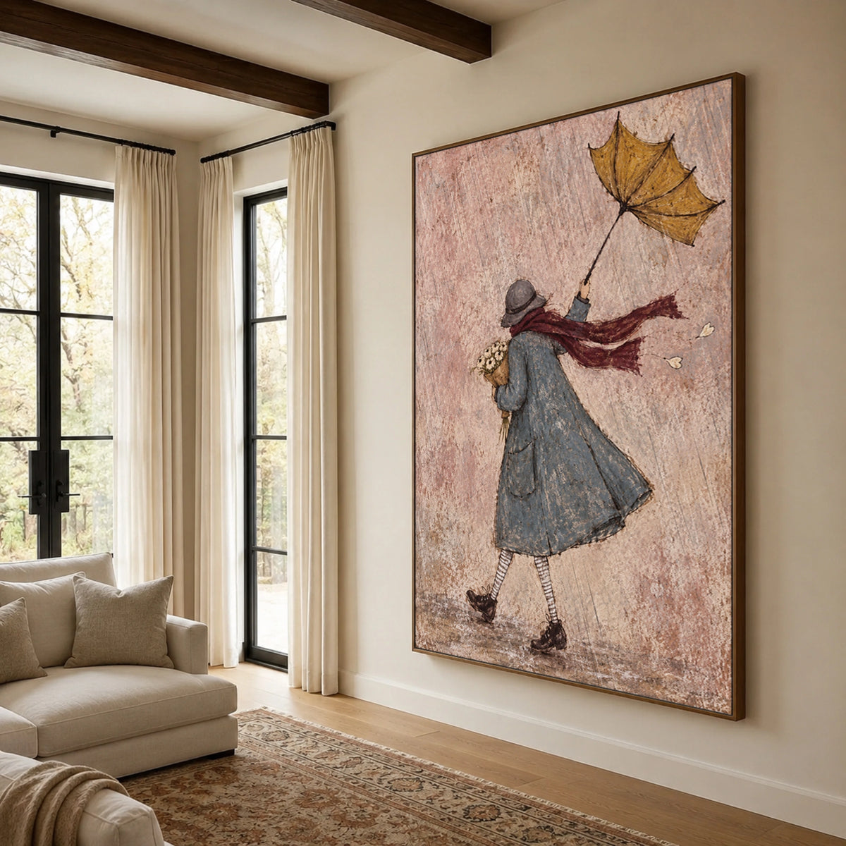Modern Folk Art | Autumn Rain Walk