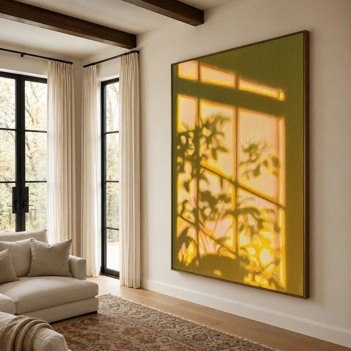 Expressive Contemporary Art｜Golden Garden Window Glow
