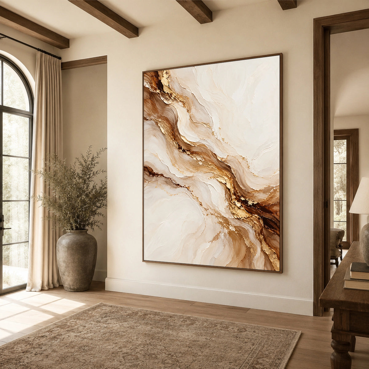 Textured & Impasto Art｜Golden Marble Flow