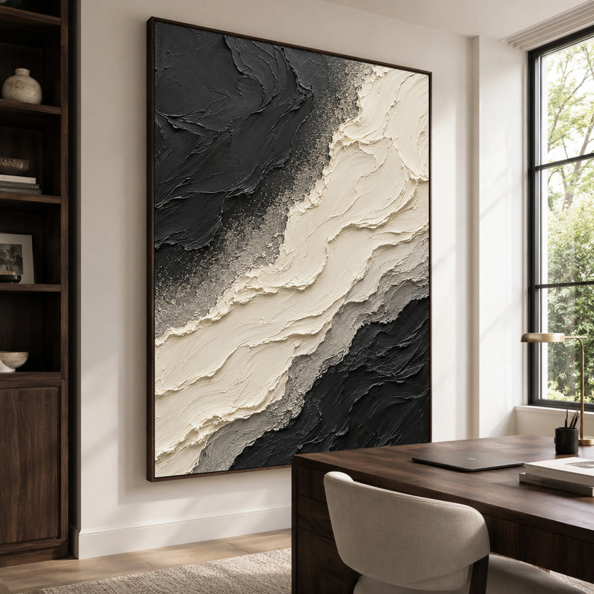 Textured & Impasto Art｜Monochrome Stone Flow