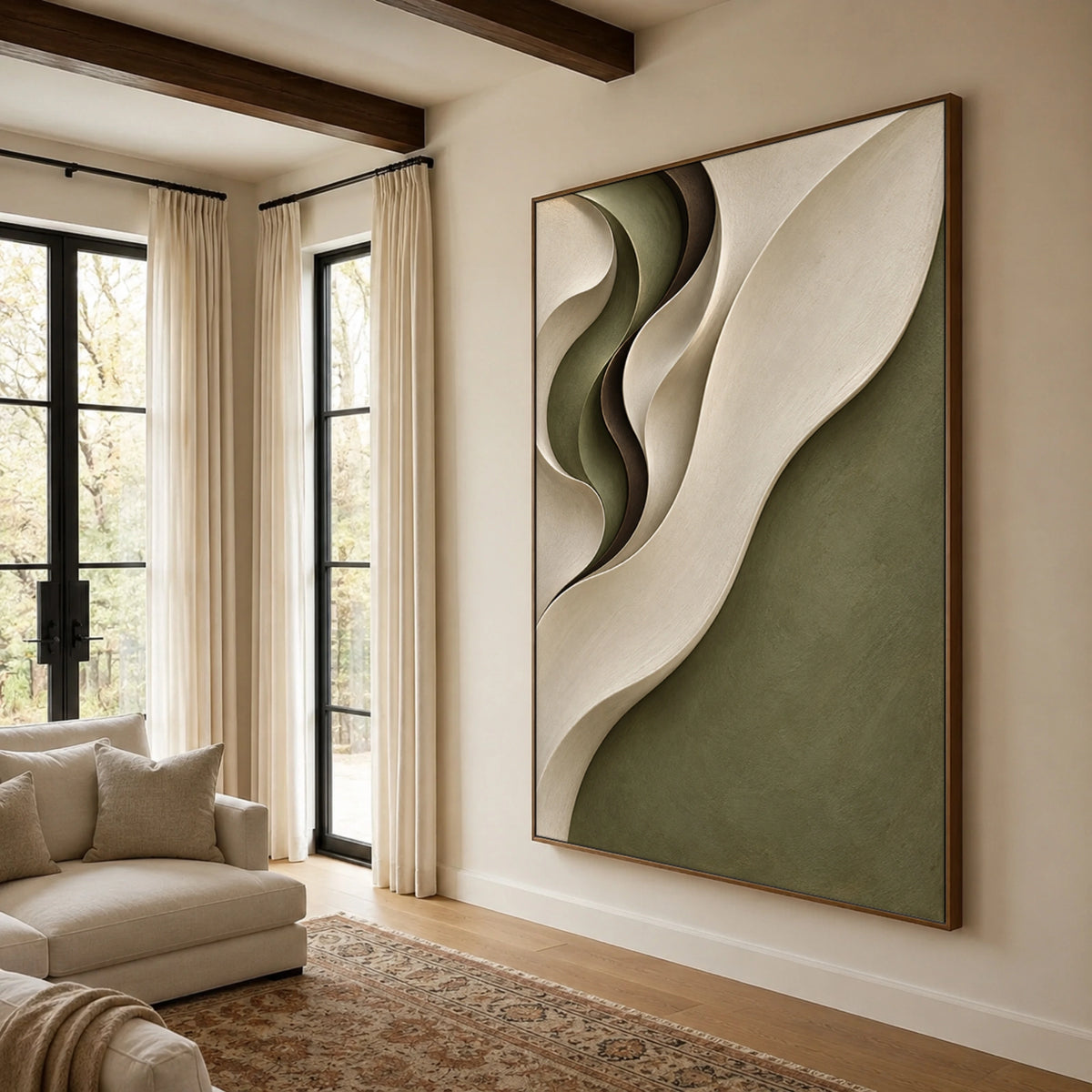 Textured & Impasto Art｜Olive Wave Sculpture