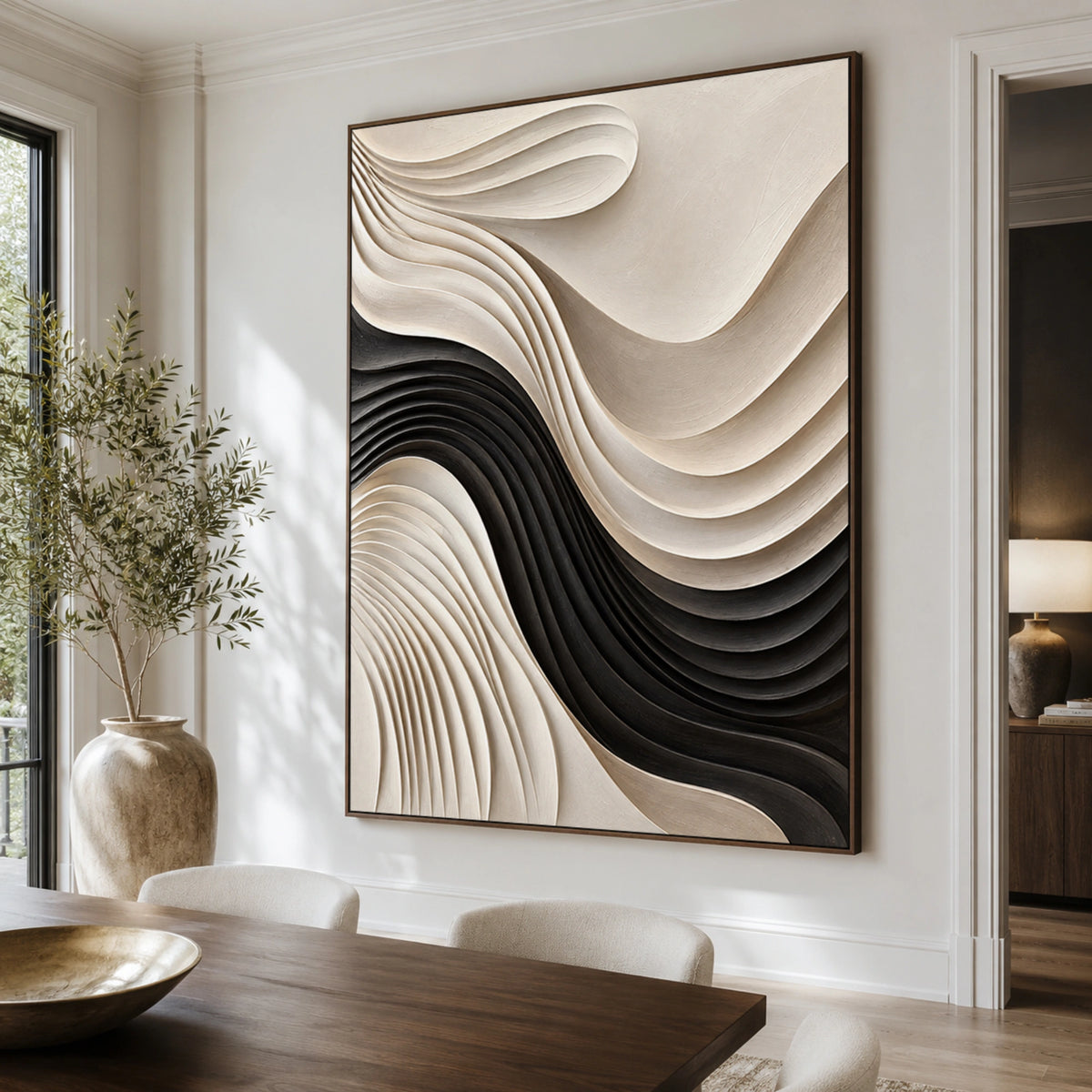 Textured & Impasto Art｜Monochrome Wave Sculpture
