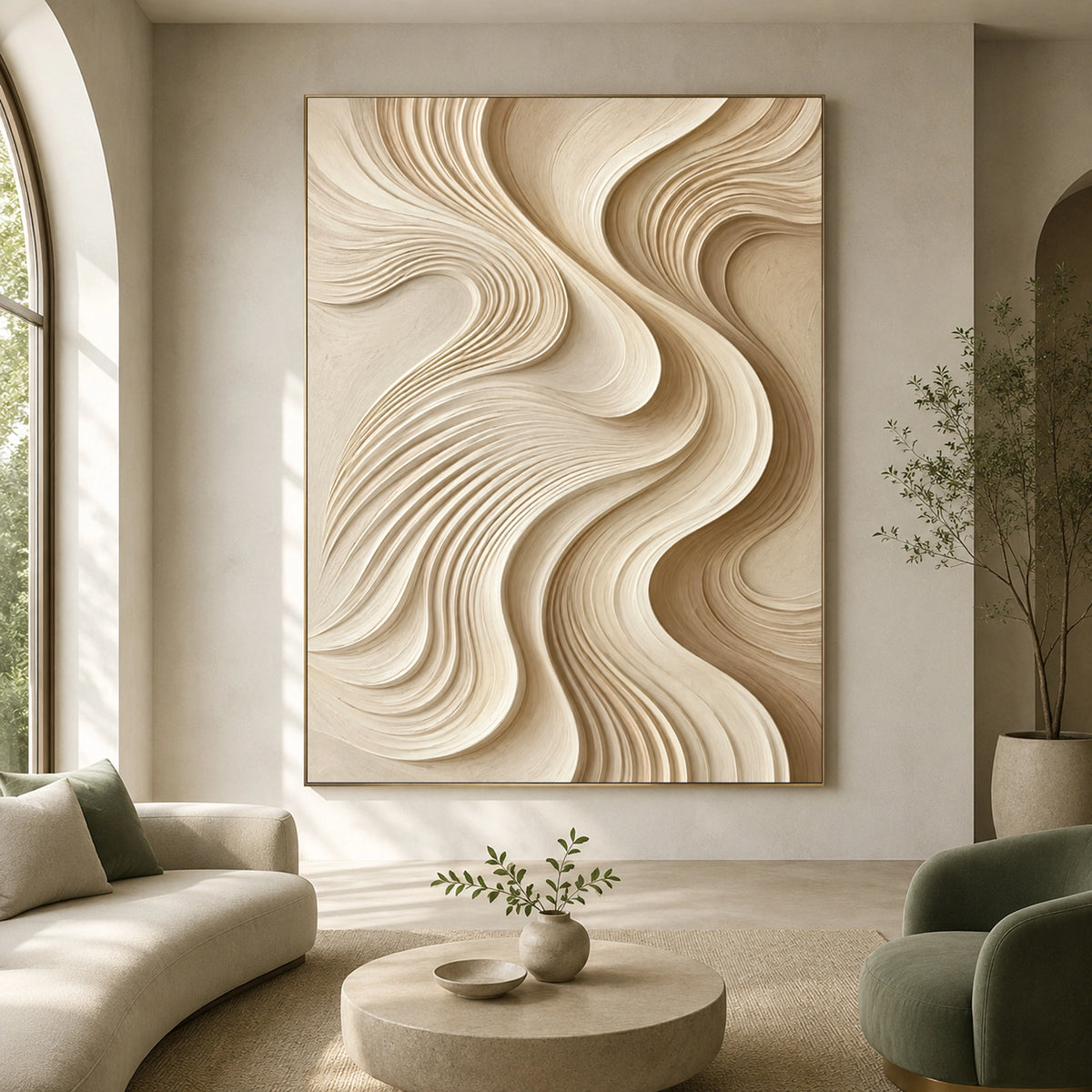 Textured & Impasto Art｜Ivory Sand Flow