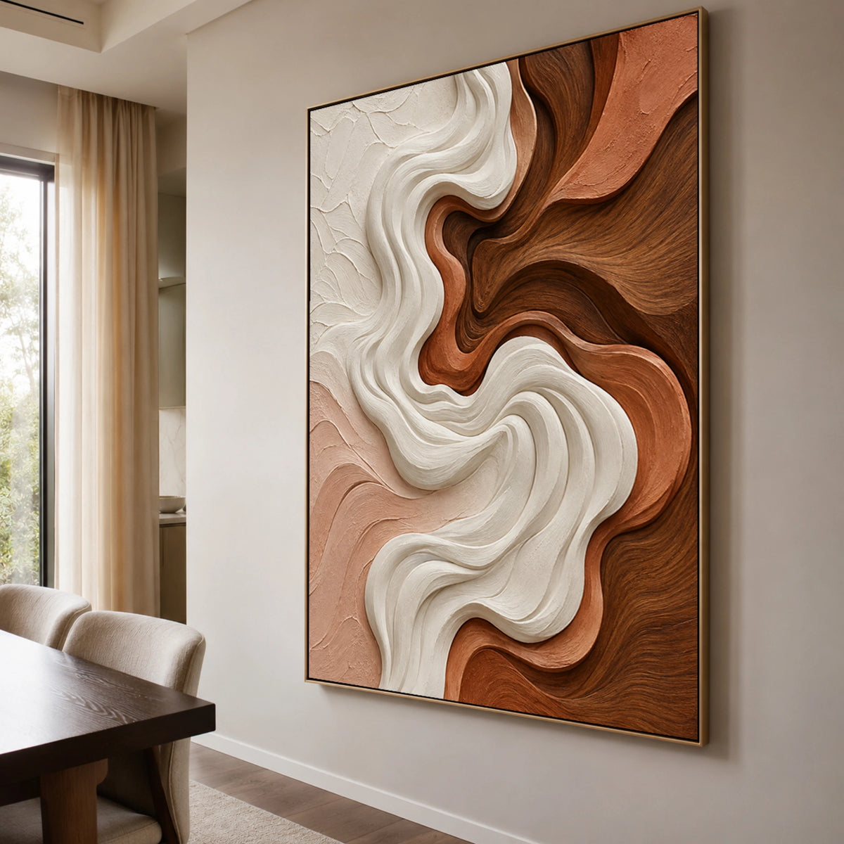 Textured & Impasto Art｜Terracotta Ivory Flow