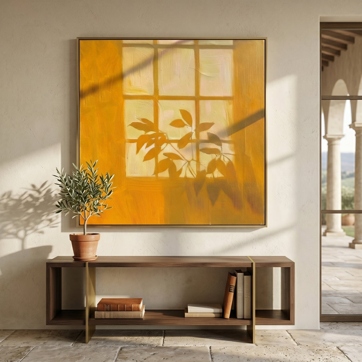 Expressive Contemporary Art｜Golden Window Silhouette