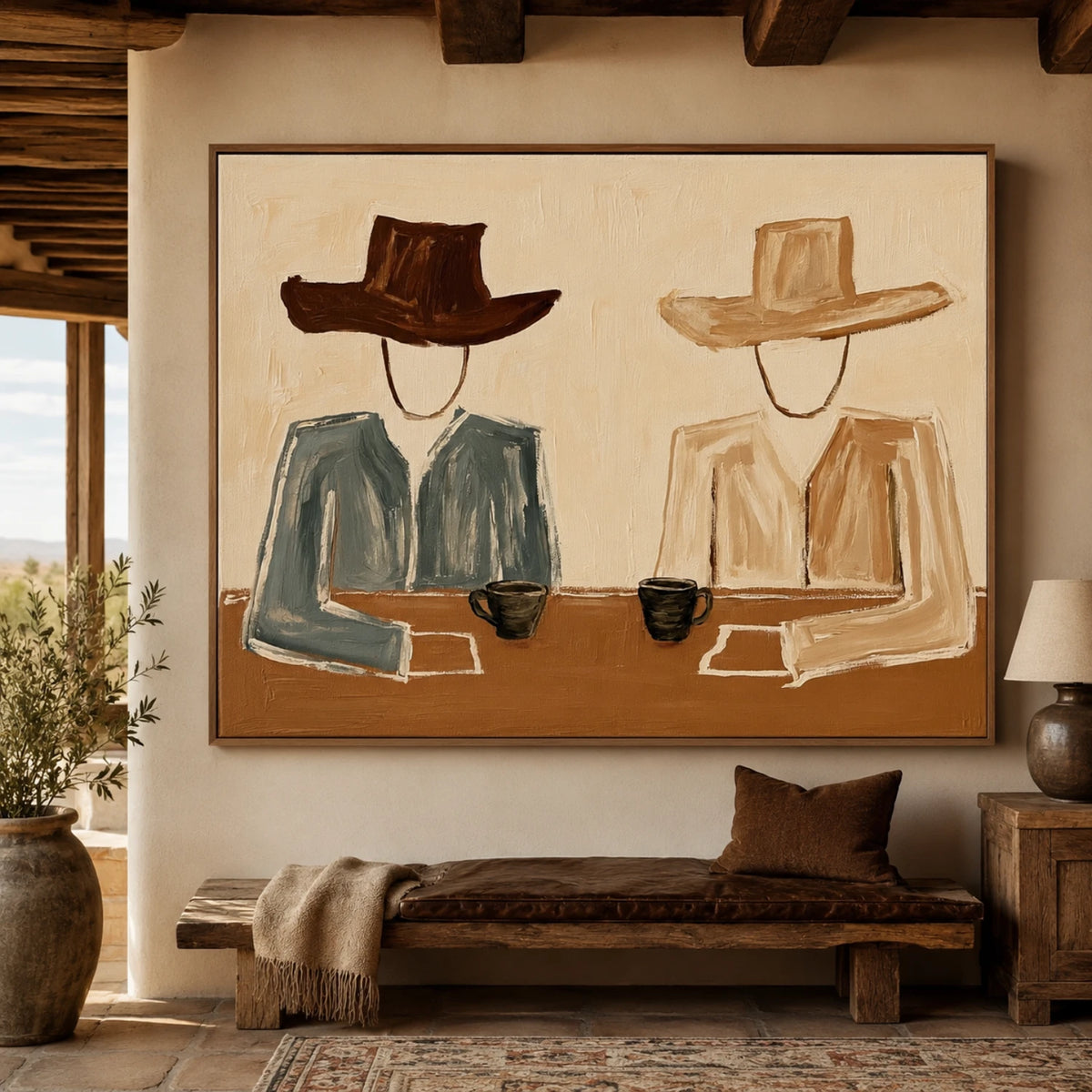 Vintage Americana Art｜Quiet Coffee Conversation