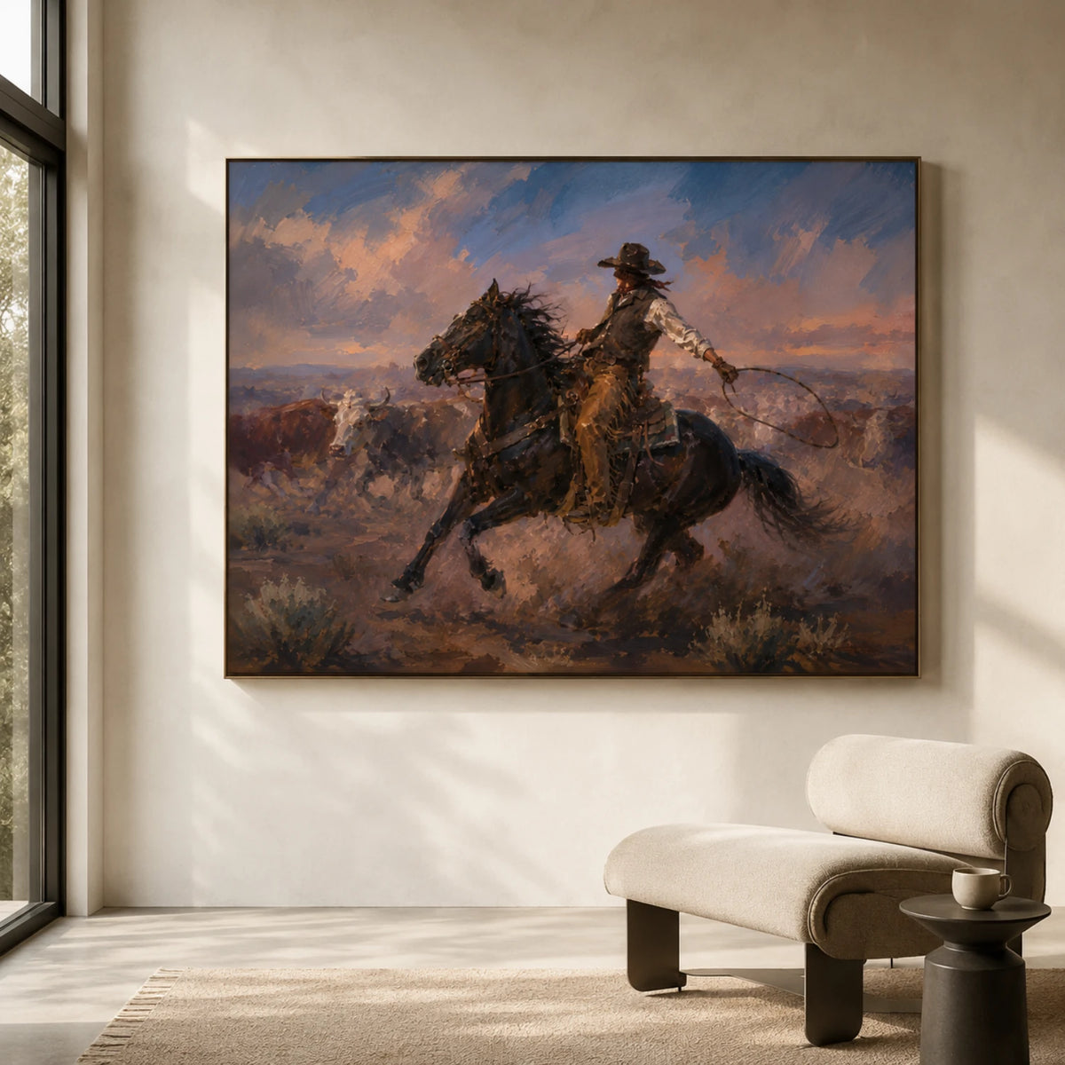 Western Landscapes Art｜The Midnight Range Rider