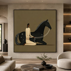 Modern Folk Art｜Starlit Black Horse Rider