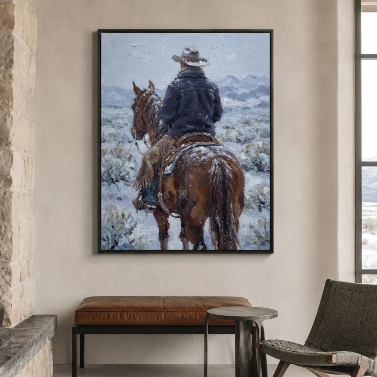 Western Landscapes Art｜Winter Rider Beyond the Frozen Frontier