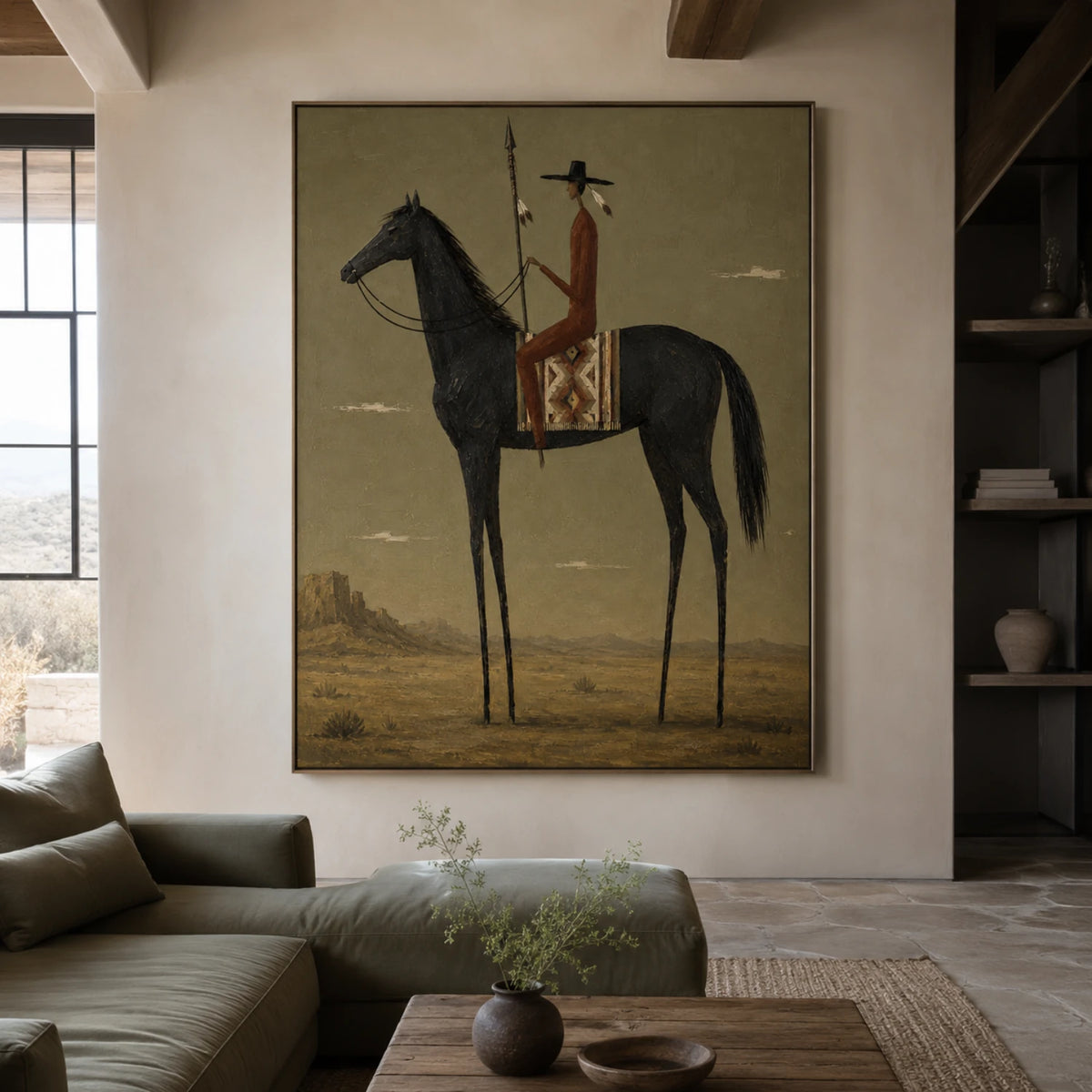 Vintage Americana Art｜Black Rider of the Frontier