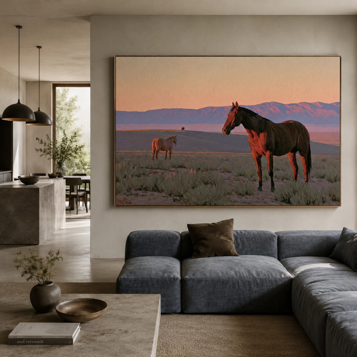 Western Landscapes Art｜Desert Horses at Golden Hour