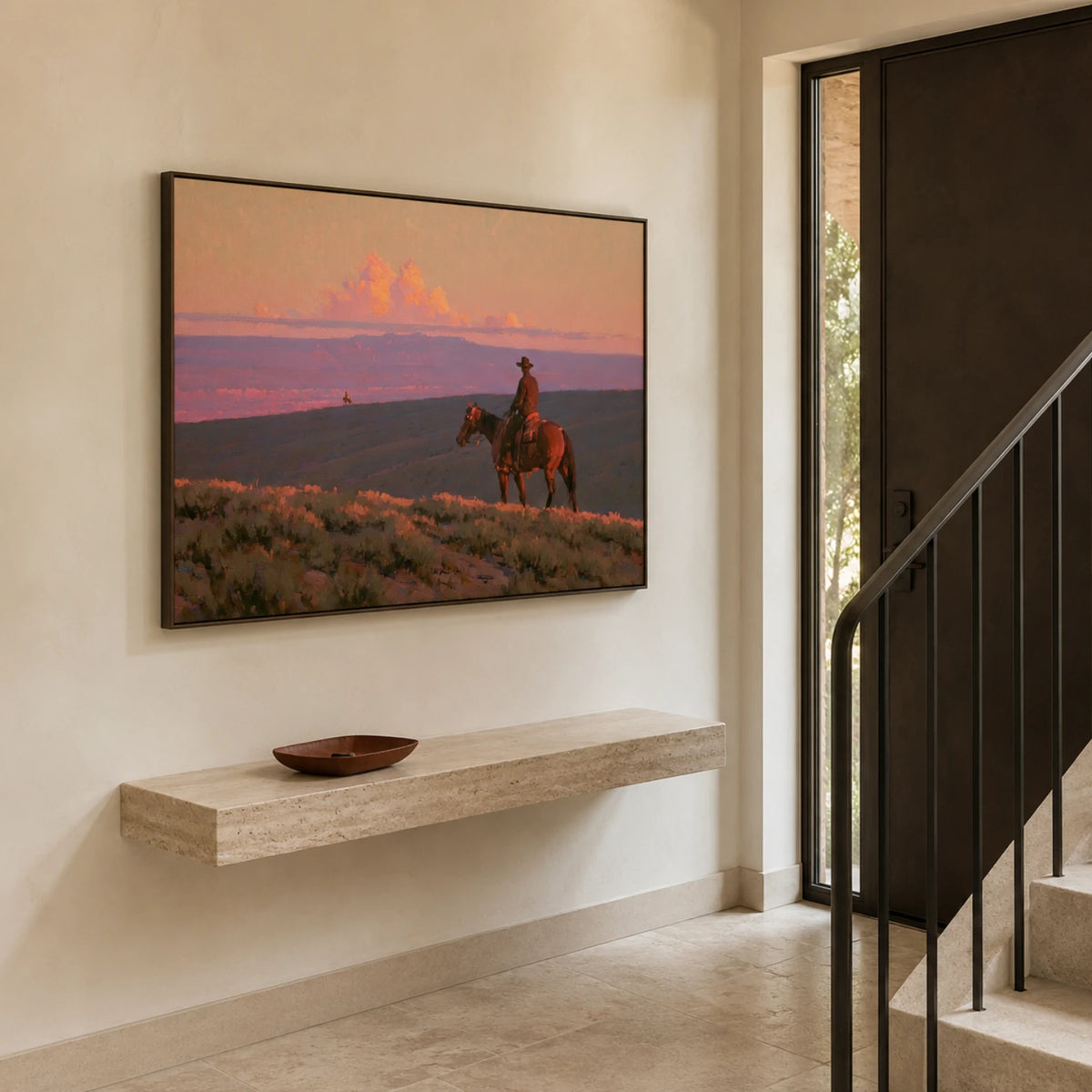 Western Landscapes Art｜Lone Rider at Sunset Horizon