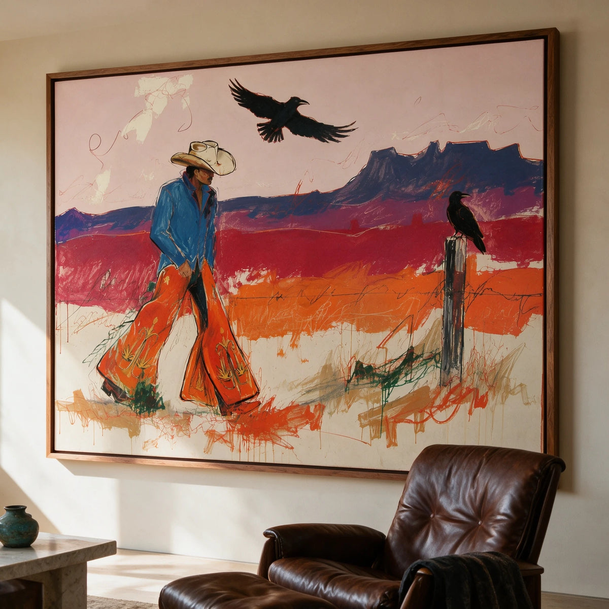 Western Pop Art｜Crows Over Crimson Badlands