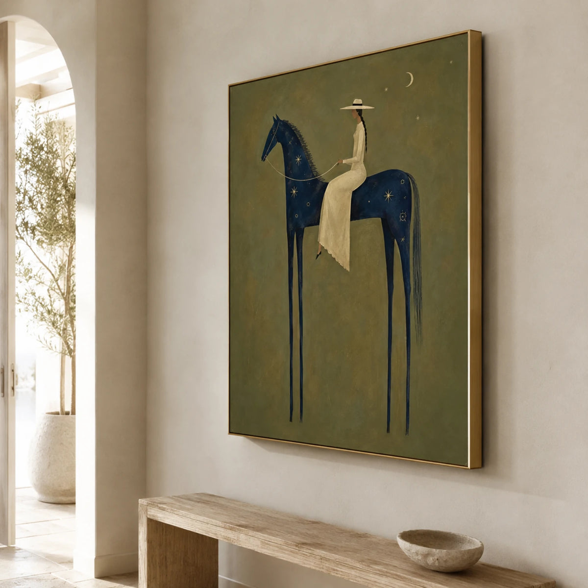 Vintage Americana Art｜Moonlit Star Rider