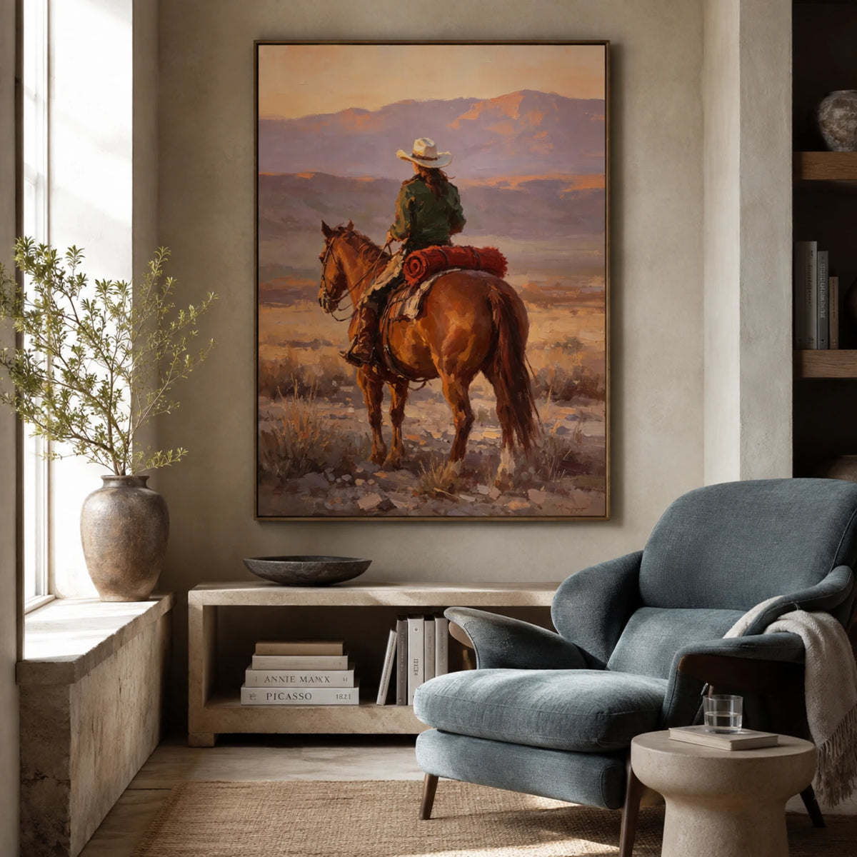 Western Landscapes Art｜Golden Hour Rider Across the Wild Frontier