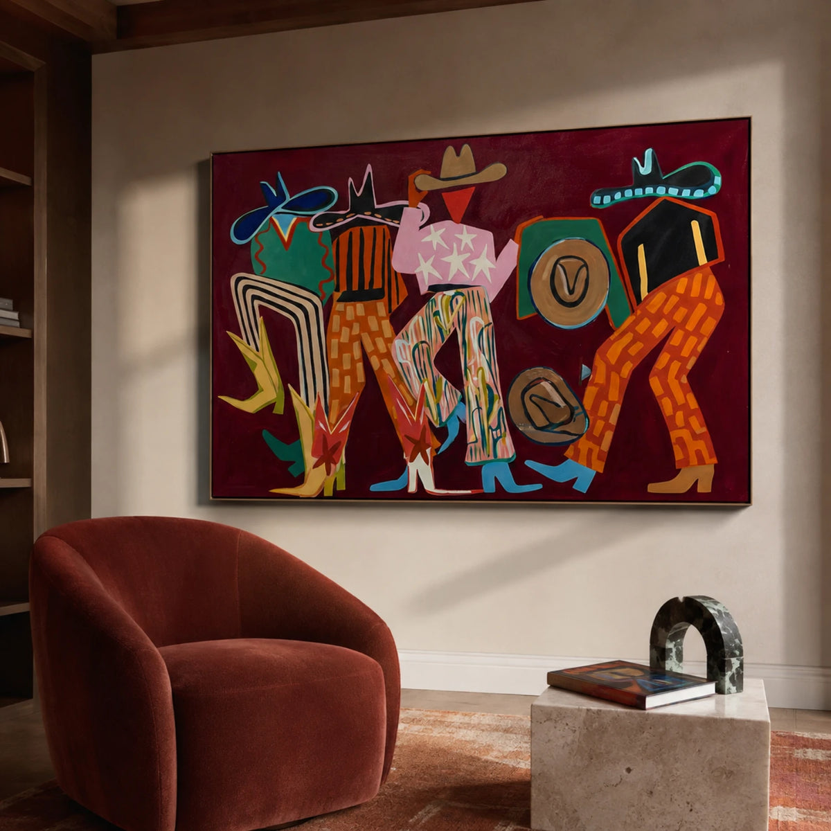 Western Pop Art｜Burgundy Prairie Groove