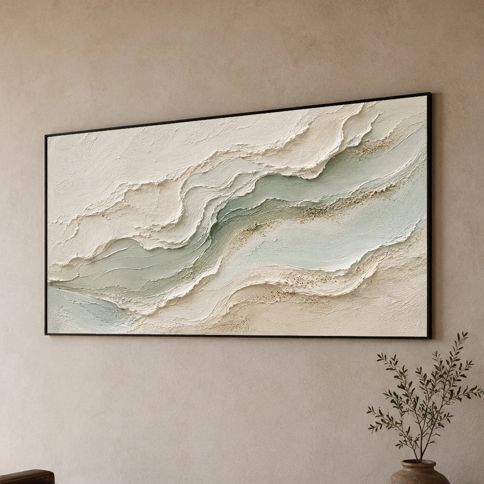 Textured & Impasto Art｜Sage Mineral Flow